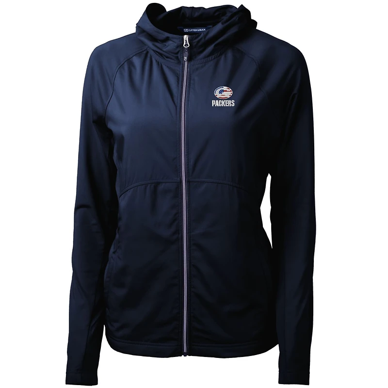 Veste zippée intégrale en tricot écologique Adapt pour femme, bleu marine, des Packers de Green Bay, Cutter & Buck