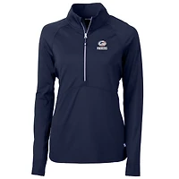 Pull-over demi-zippé en tricot extensible recyclé Adapt Eco Knit pour femme, bleu marine, des Packers de Green Bay, Cutter & Buck