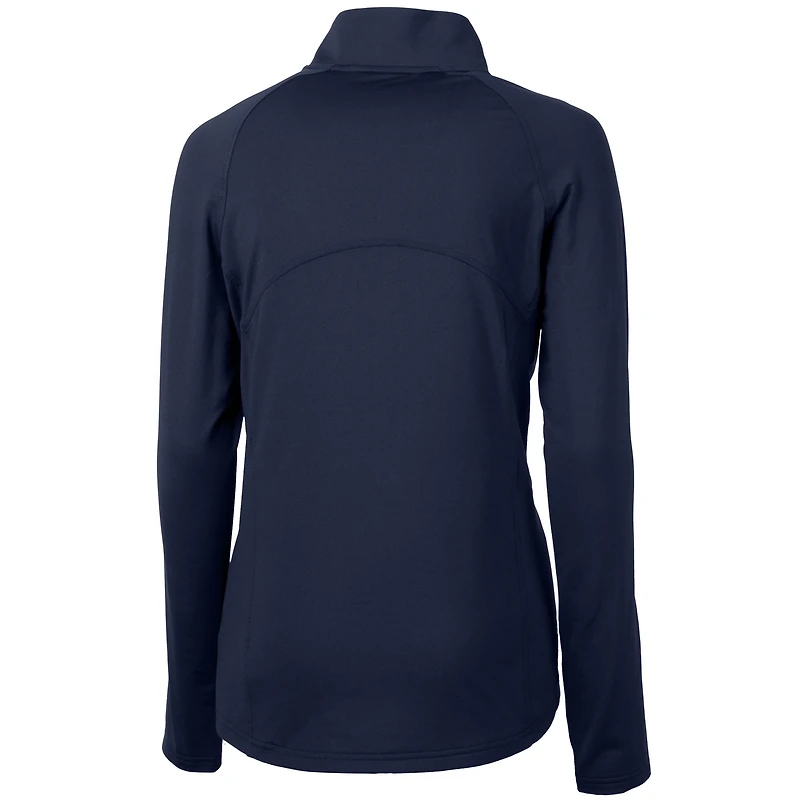 Women's Cutter & Buck Navy Green Bay Packers Adapt Eco Knit Stretch Recycled Half-Zip Pullover Top