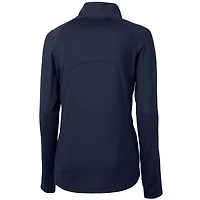 Women's Cutter & Buck Navy Green Bay Packers Adapt Eco Knit Stretch Recycled Half-Zip Pullover Top