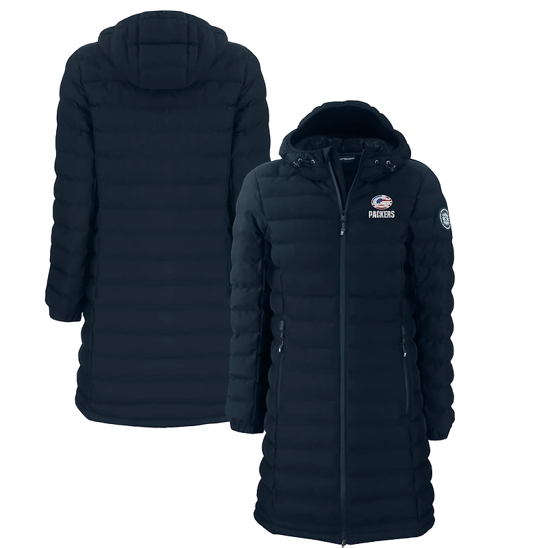 Women's Cutter & Buck  Navy Green Bay Packers Americana Mission Ridge Repreve Eco Insulated Full-Zip Puffer Jacket