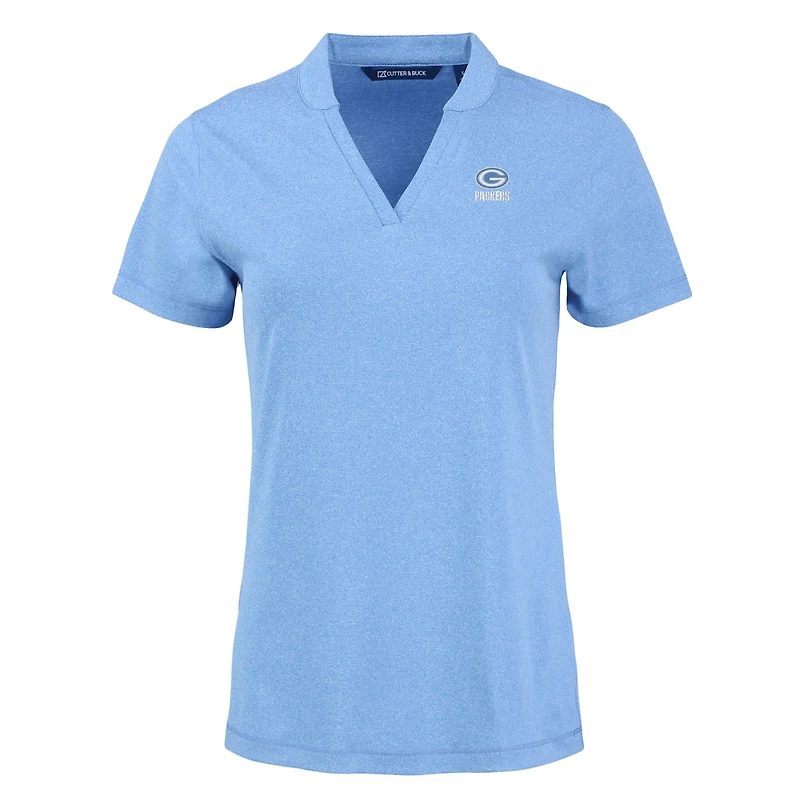 Women's Cutter & Buck Powder Blue Green Bay Packers Forge Heathered Stretch Blade Top