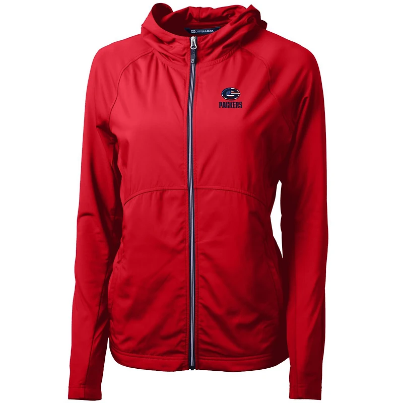 Veste zippée intégrale en tricot écologique Adapt des Packers de Green Bay pour femme, Cutter & Buck, rouge