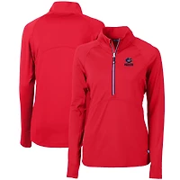 Pull-over demi-zippé en tricot extensible recyclé Adapt Eco Knit pour femme, Cutter & Buck, rouge, des Packers de Green Bay