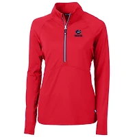 Pull-over demi-zippé en tricot extensible recyclé Adapt Eco Knit pour femme, Cutter & Buck, rouge, des Packers de Green Bay