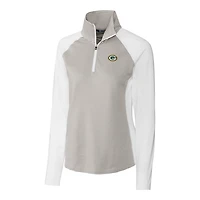 Women's Cutter & Buck White Green Bay Packers Forge Tonal Stripe Half-Zip Pullover Jacket