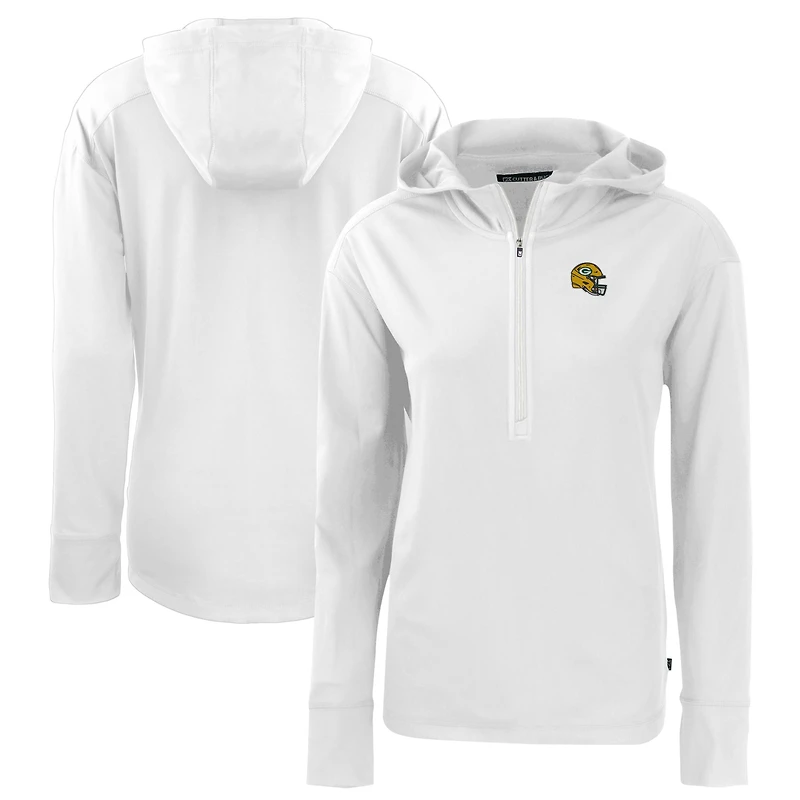 Sweat à capuche demi-zippé écologique et recyclé Daybreak pour femme, coupeur buck, blanc, casque des Green Bay Packers