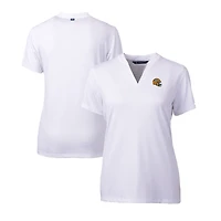 Haut à col en V extensible DryTec Forge pour femme, coupeur et buck, blanc, logo casque des Green Bay Packers