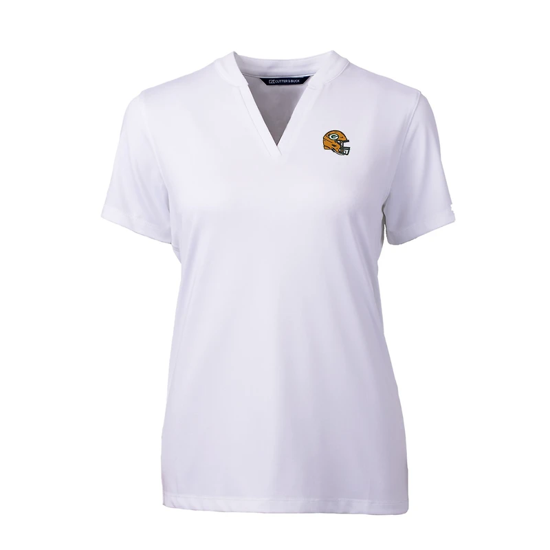 Haut à col en V extensible DryTec Forge pour femme, coupeur et buck, blanc, logo casque des Green Bay Packers