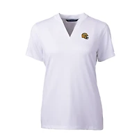 Haut à col en V extensible DryTec Forge pour femme, coupeur et buck, blanc, logo casque des Green Bay Packers