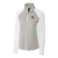 Haut demi-zippé extensible à rayures ton sur avec logo casque des Packers de Green Bay pour femme, Cutter & Buck