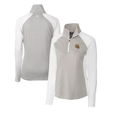 Women's Cutter & Buck Green Bay Packers Helmet Logo DryTec Forge Tonal Stripe Stretch Half-Zip Top