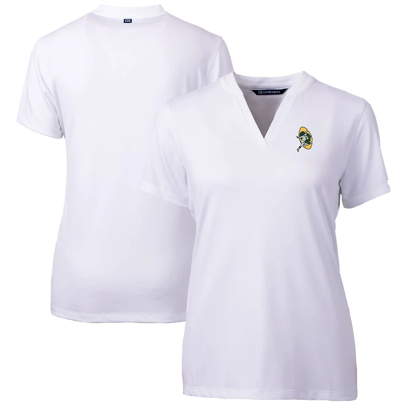 Polo à col en V Forge Blade avec logo rétro des Packers de Green Bay pour femme, Cutter & Buck, blanc