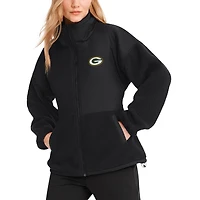 Veste à glissière complète Drew Mixed Media DKNY Sport pour femmes, noire, Green Bay Packers
