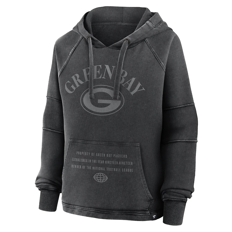 Sweat à capuche surdimensionné noir raglan pour femme Fanatics des Green Bay Packers