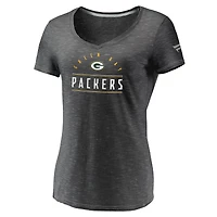 Women's Fanatics Charcoal Green Bay Packers League Leader Space Dye V-Neck T-Shirt