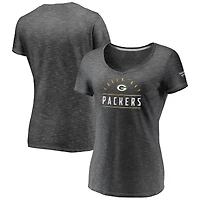 T-shirt à col en V Fanatics Charcoal Green Bay Packers League Leader Space Dye pour femmes