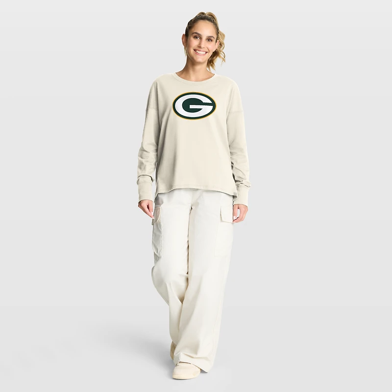 Women's Fanatics Cream Green Bay Packers Dove Legacy Long Sleeve T-Shirt