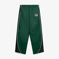 Pantalon en nylon Fanatics vert/noir pour femmes, Green Bay Packers, Team First, à revers et empiècements latéraux.
