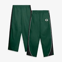 Pantalon en nylon Fanatics vert/noir pour femmes, Green Bay Packers, Team First, à revers et empiècements latéraux.
