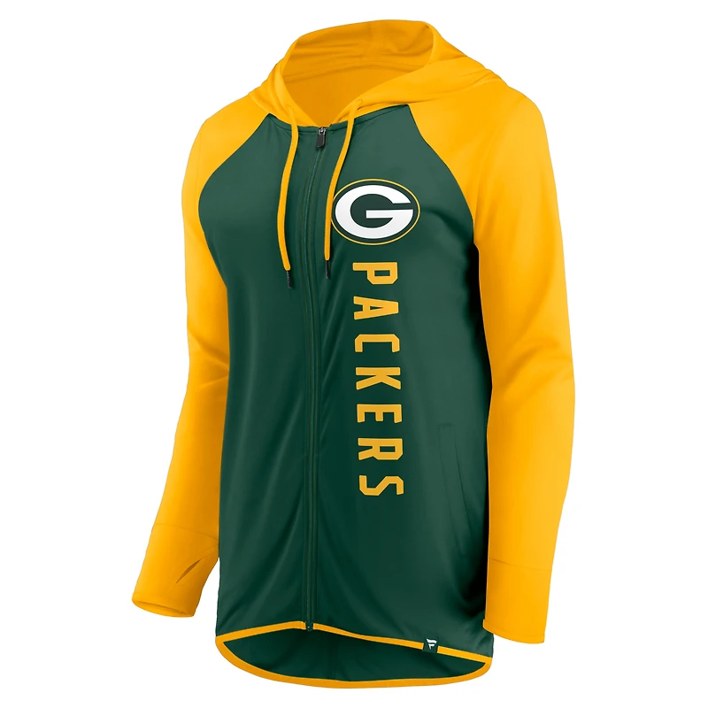 Sweat à capuche entièrement zippé Fanatics pour femmes, vert/or, Green Bay Packers Forever Fan