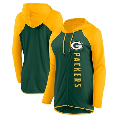 Sweat à capuche entièrement zippé Fanatics pour femmes, vert/or, Green Bay Packers Forever Fan