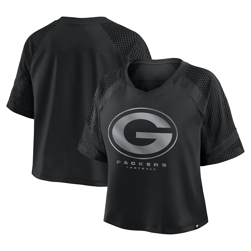 Maillot surdimensionné à col en V et raglan Fanatics des Green Bay Packers pour femme, noir tendance