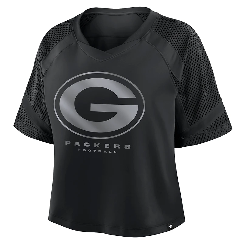 Maillot surdimensionné à col en V et raglan Fanatics des Green Bay Packers pour femme, noir tendance