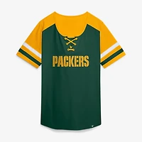 T-shirt à lacets Fanatics Green Bay Packers Curl Route Athena pour femmes