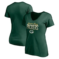 T-shirt à col en V Nostalgia Fanatics Green Bay Packers pour femmes