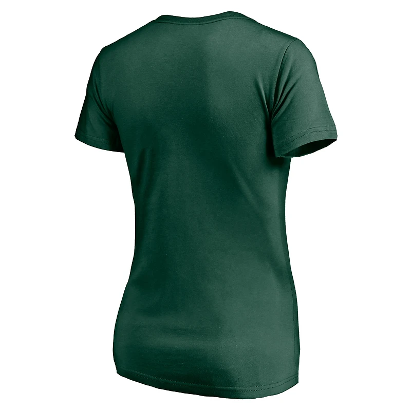 T-shirt à col en V Fanatics Green Bay Packers Nostalgia pour femmes