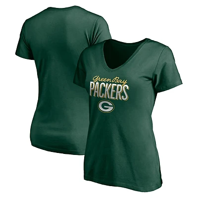 Women's Fanatics Green Bay Packers Nostalgia V-Neck T-Shirt