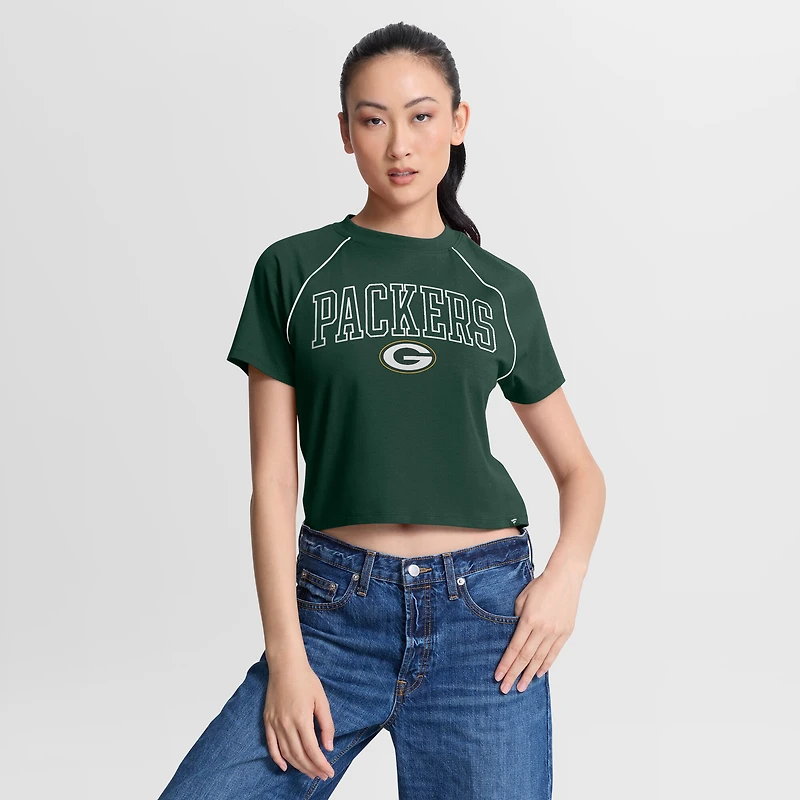 Haut court raglan tri-blend vert Green Bay Packers pour femme (Fanatics)