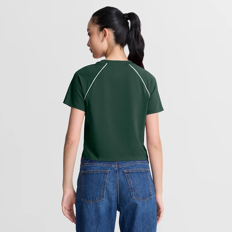 Haut court raglan tri-blend vert Green Bay Packers pour femme (Fanatics)