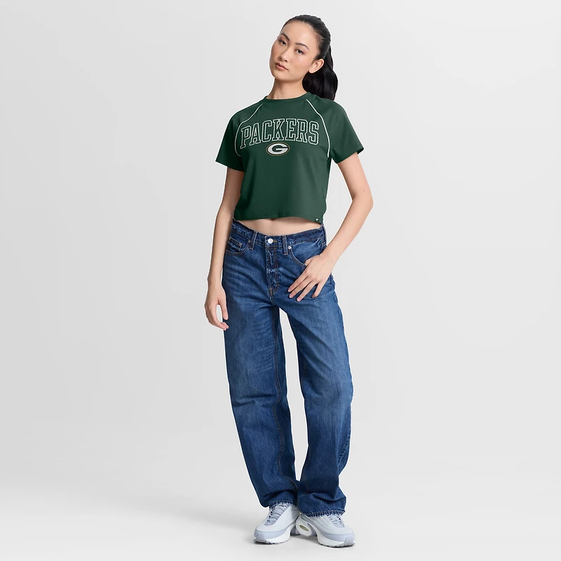 Haut court raglan tri-blend vert Green Bay Packers pour femme (Fanatics)