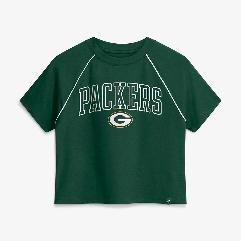 Women's Fanatics Green Bay Packers Offensive Scheme Raglan Tri-Blend Cropped Top