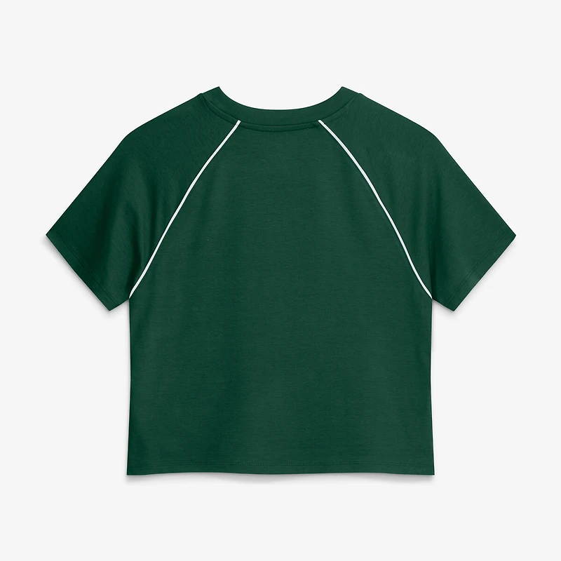 Women's Fanatics Green Bay Packers Offensive Scheme Raglan Tri-Blend Cropped Top