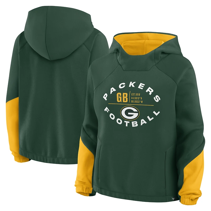 Women's Fanatics Green Bay Packers Oversized Redzone Bubble Screen Pullover Hoodie