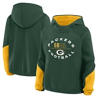Women's Fanatics Green Bay Packers Oversized Redzone Bubble Screen Pullover Hoodie
