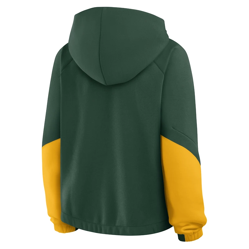 Women's Fanatics Green Bay Packers Oversized Redzone Bubble Screen Pullover Hoodie