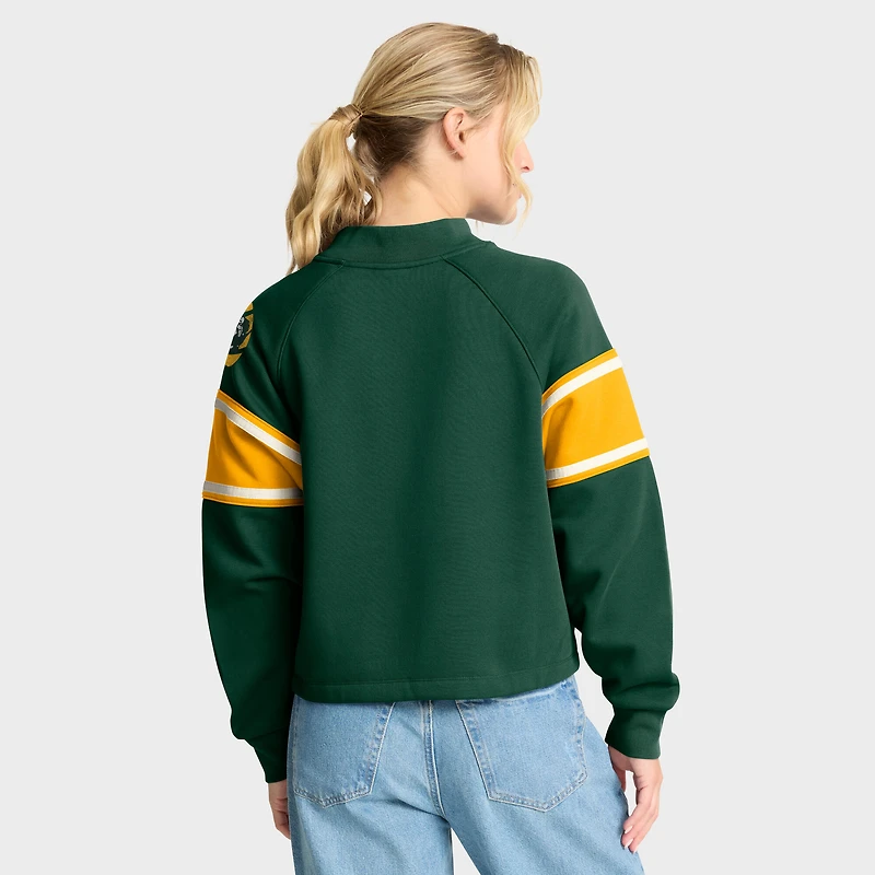 Women's Fanatics Green Bay Packers Oversized Hometown Toss Sweep Mock Neck Pullover