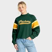 Women's Fanatics Green Bay Packers Oversized Hometown Toss Sweep Mock Neck Pullover