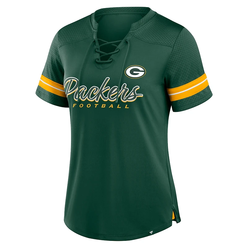 T-shirt à lacets pour femmes Fanatics Green Bay Packers Play Script