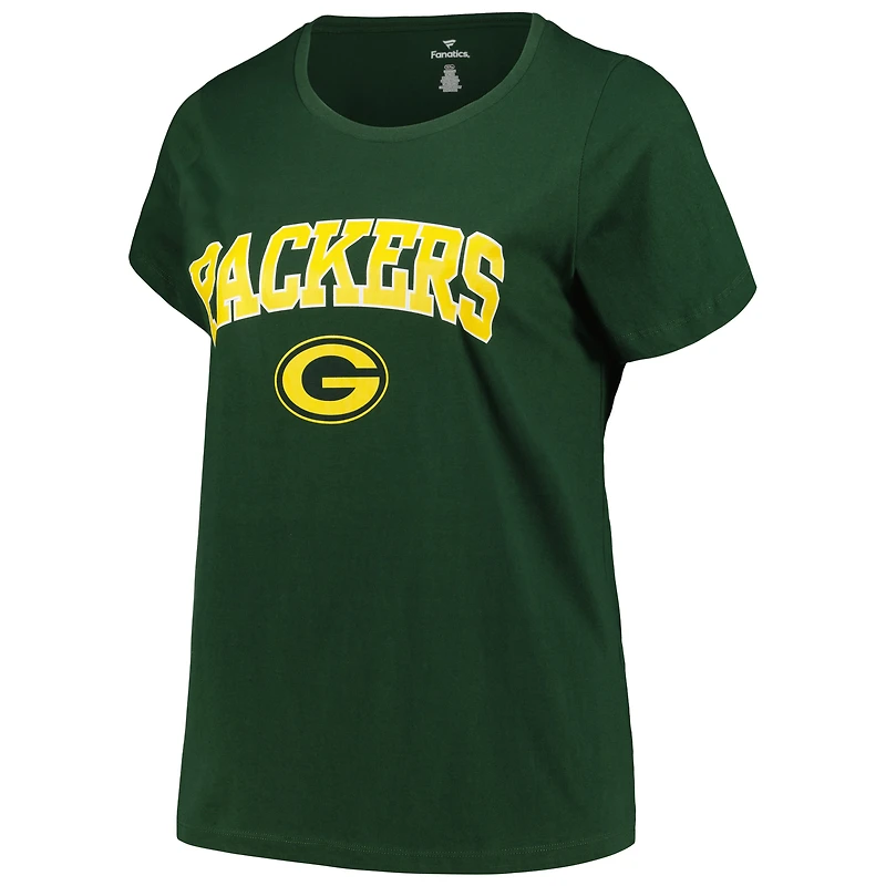 Women's Fanatics Green Bay Packers Plus Arch Over Logo T-Shirt