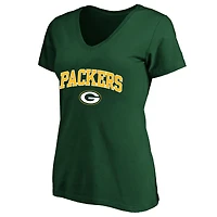 Women's Fanatics Green Bay Packers Plus Arch Over Logo V-Neck T-Shirt