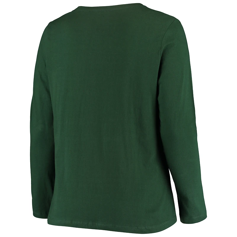 T-shirt à manches longues Fanatics Green Bay Packers grande taille pour femmes, logo principal
