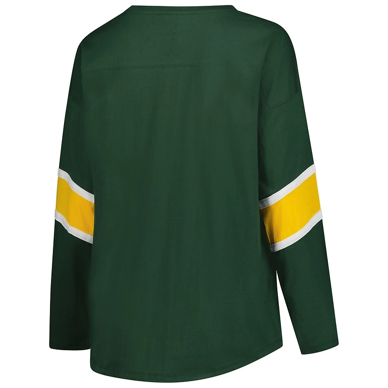 T-shirt à manches 3/4 et col rond Redzone pour femme, imprimé fanatiques, vert, des Packers de Green Bay, grande taille