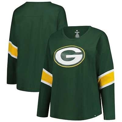 T-shirt à manches 3/4 et col rond Redzone pour femme, imprimé fanatiques, vert, des Packers de Green Bay, grande taille