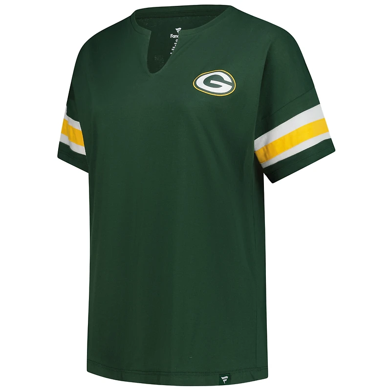 T-shirt à col cranté Redzone pour femme, taille plus, vert, fanatiques, des Packers de Green Bay