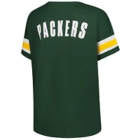 T-shirt à col cranté Redzone pour femme, taille plus, vert, fanatiques, des Packers de Green Bay